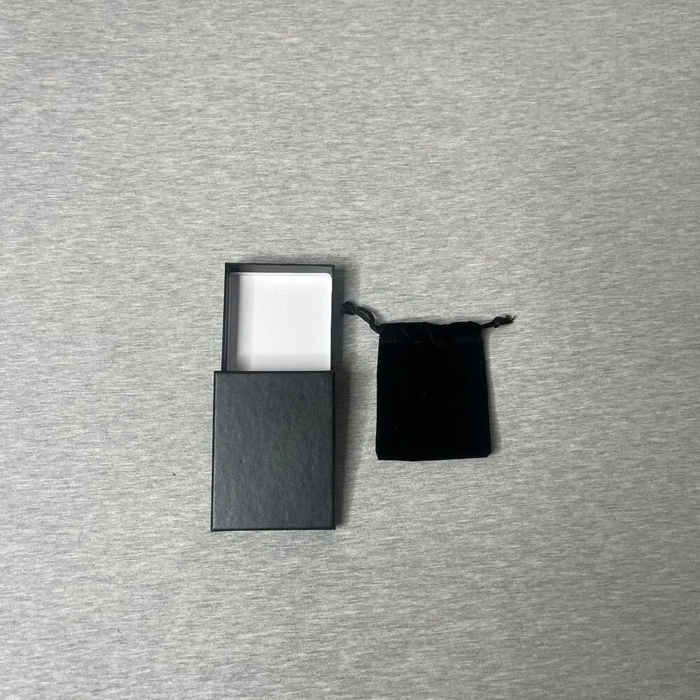 Macy’s Solid Black 4” x 3.5” Jewelry Necklace & Bracelet Box & Pouch 2 PCS. Set